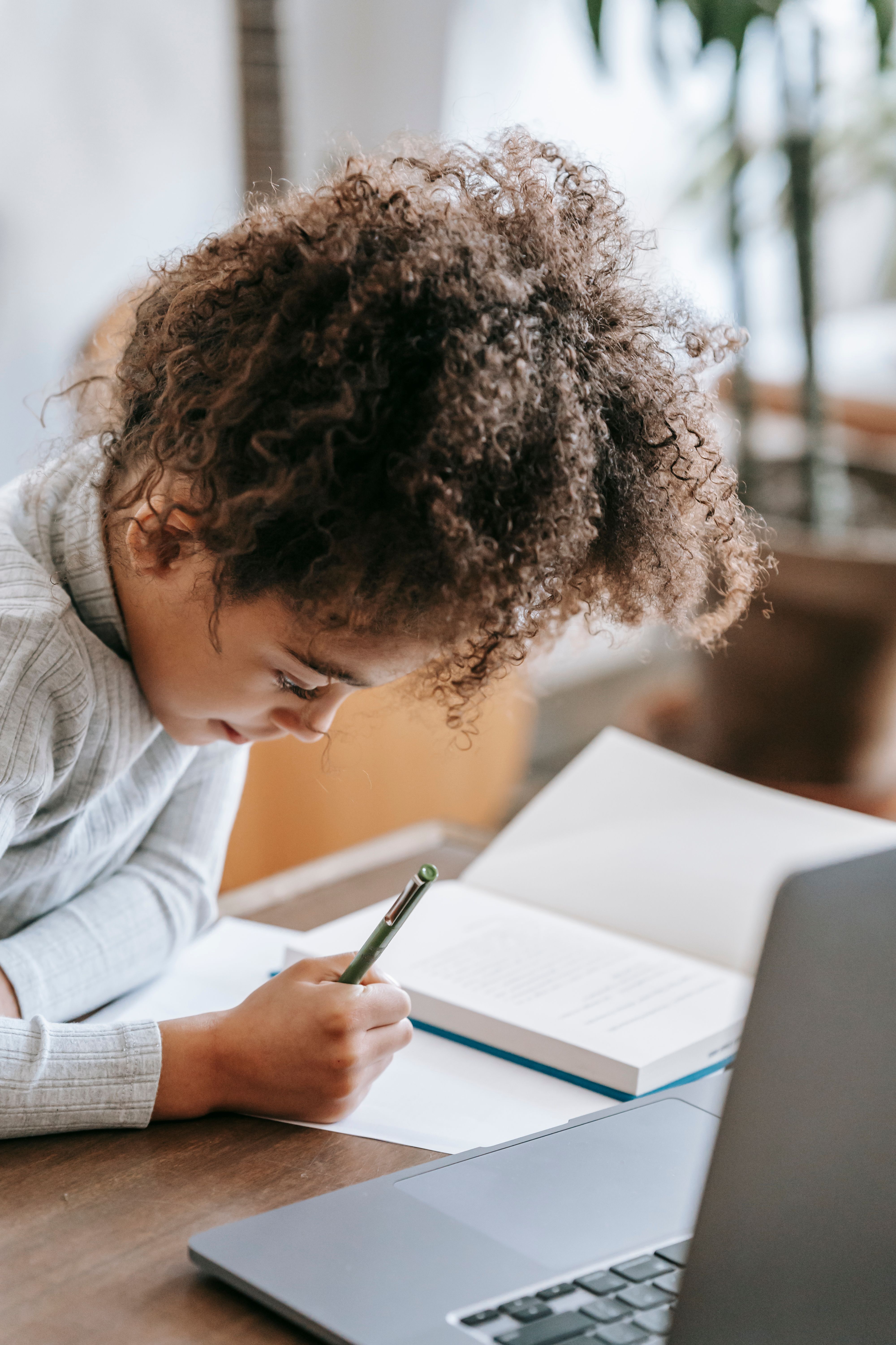 Child focused on learning